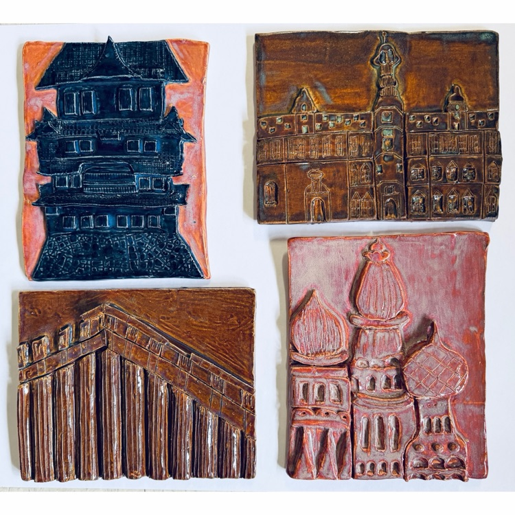 Ceramics 2 students created amazing architectural reliefs showing the facade of a famous building