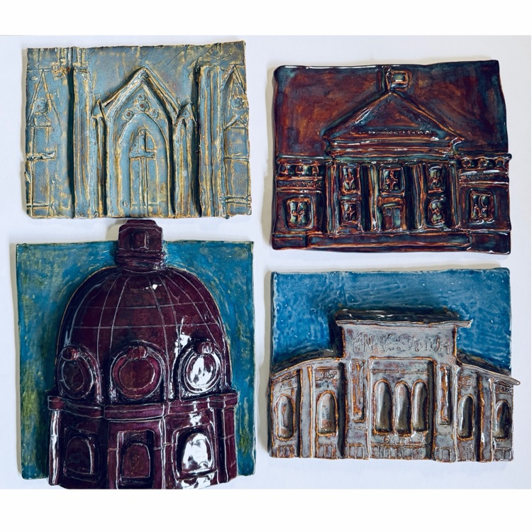 Ceramics 2 students created amazing architectural reliefs showing the facade of a famous building