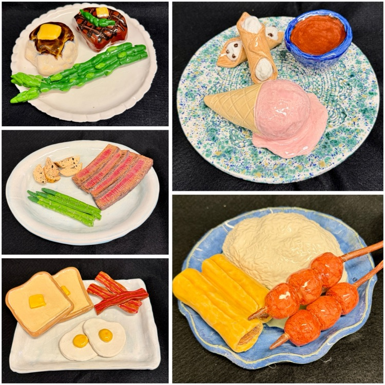 Ceramics 2 students had fun and did an amazing job recreating a plate of food out of clay. This project was inspired by sculptor Claes Oldenburg. 