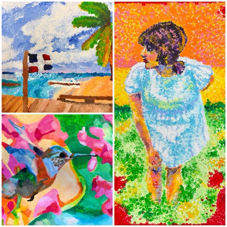 Drawing & Painting students final painting of the year. A Pointillism painting based on Seurat
