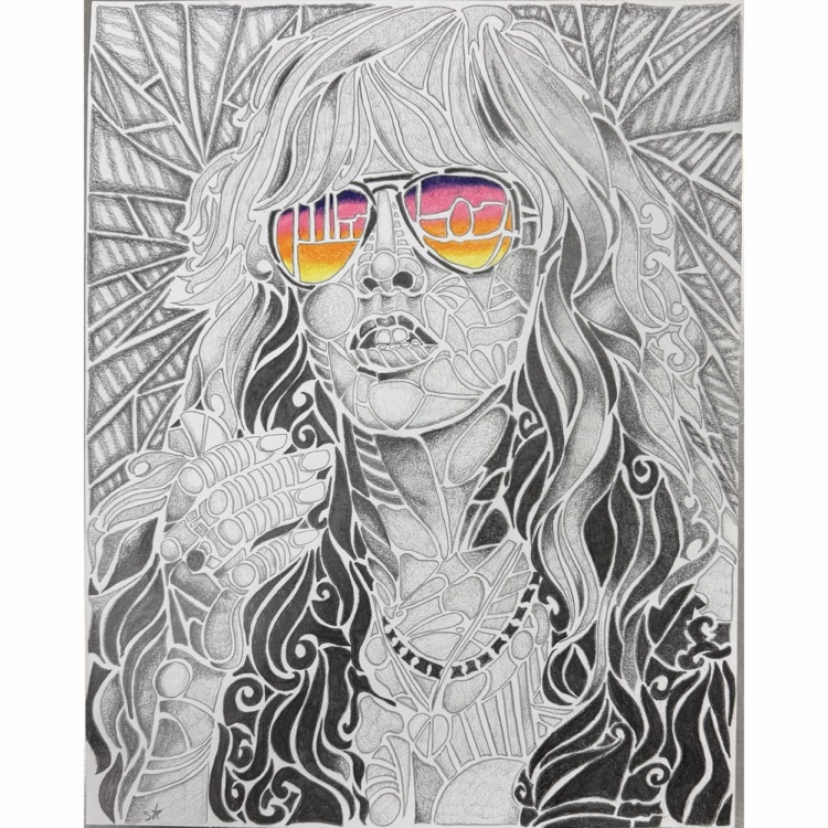 Studio Art students did an amazing job on their mosaic drawings! Shannon Donahue (Stevie Nicks) & Julia Donza (baby deer).