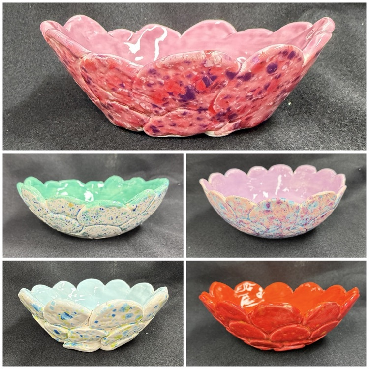 Ceramics 1 students finished their first project—a press mold. The results were beautiful