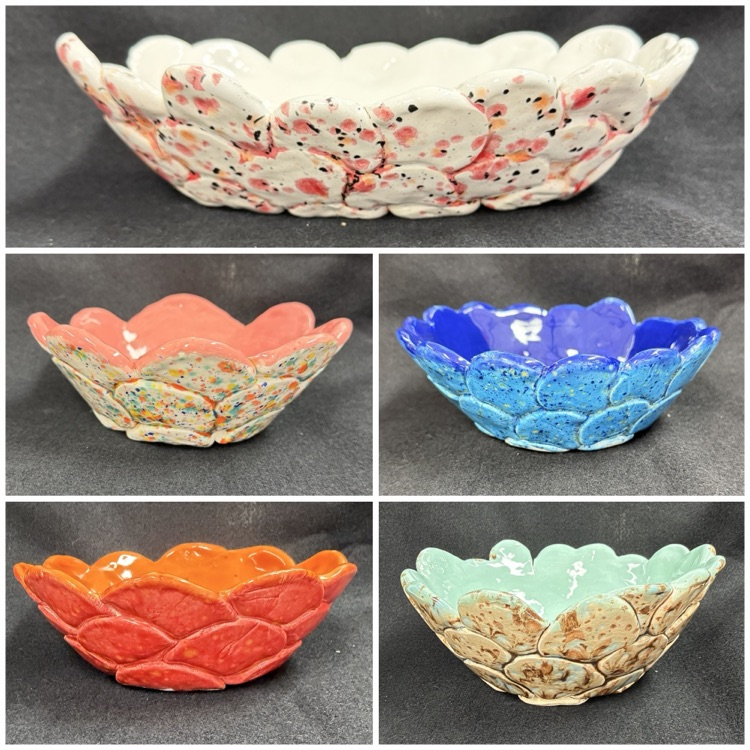 Ceramics 1 students finished their first project—a press mold. The results were beautiful