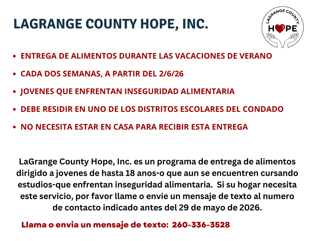 LaGrange Co. Hope Flyer in Spanish