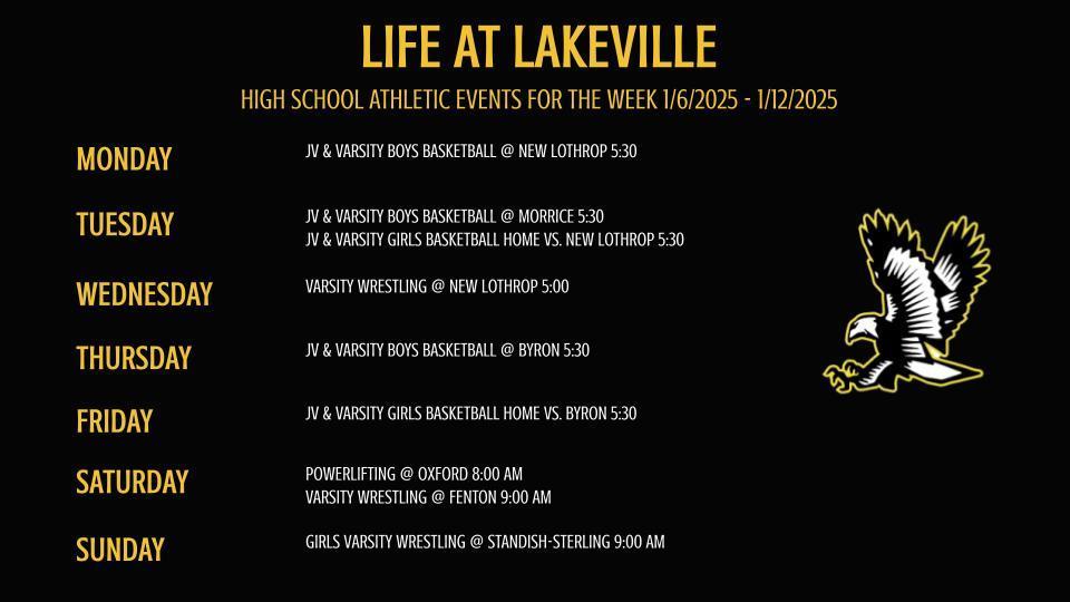Athletic Events 1/6/25 - 1/12/25