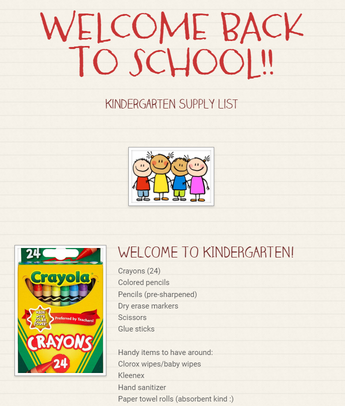 Columbiaville Class Supply List