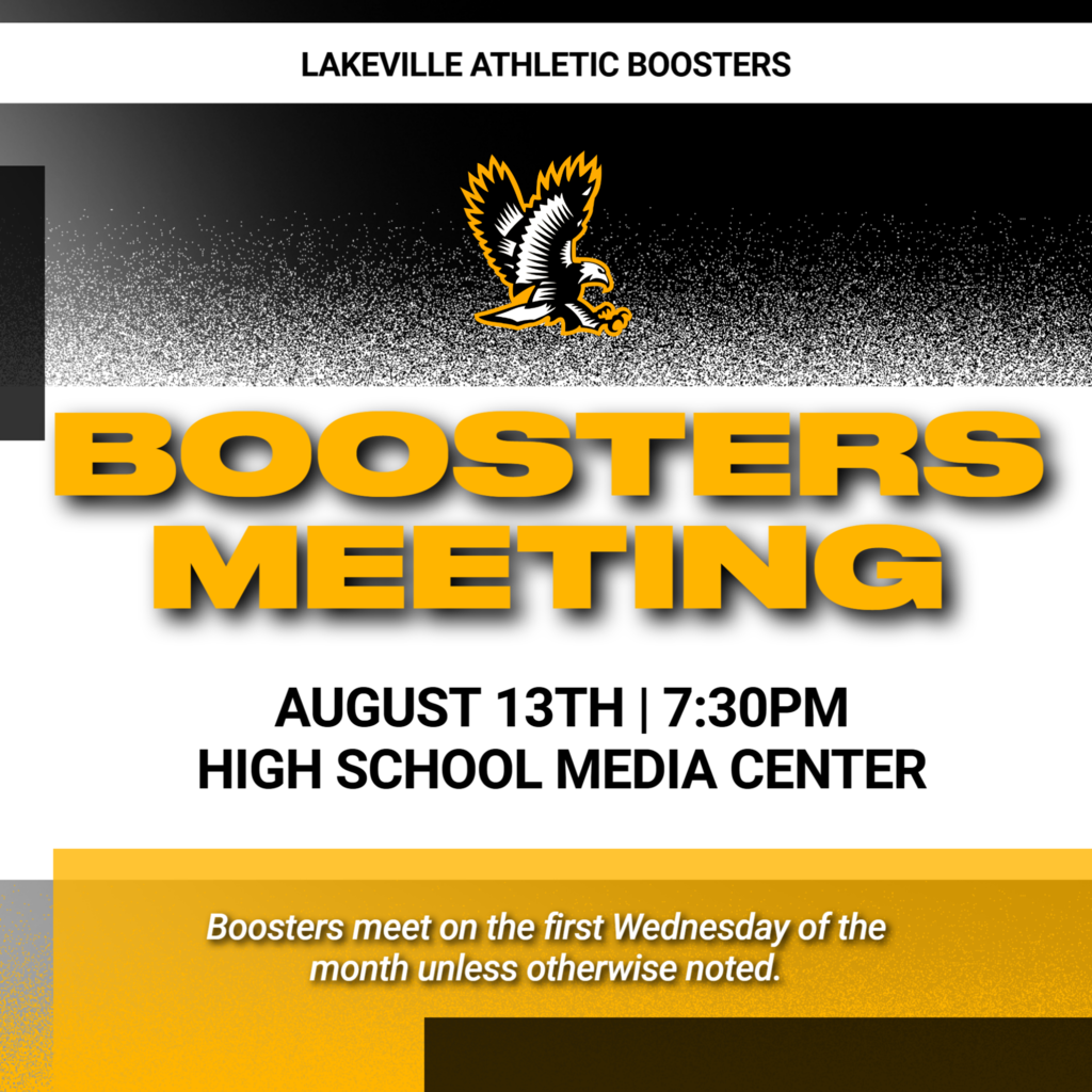 Boosters Meeting!  August 13th 7:30 in the High School Media Center