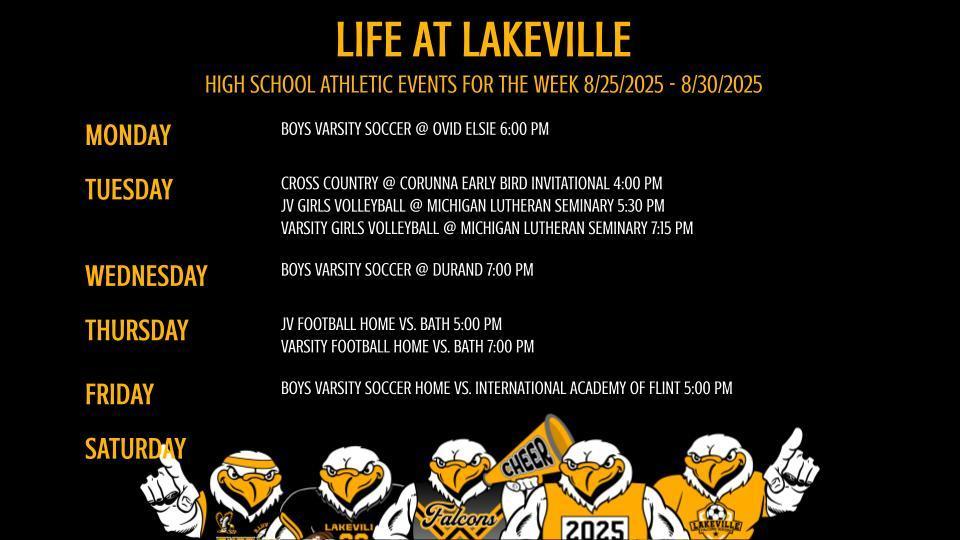 High School Events and Athletic Events of the Week