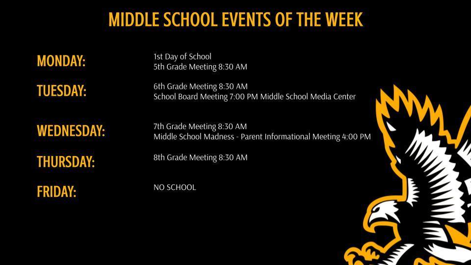 Middle School Events of the Week