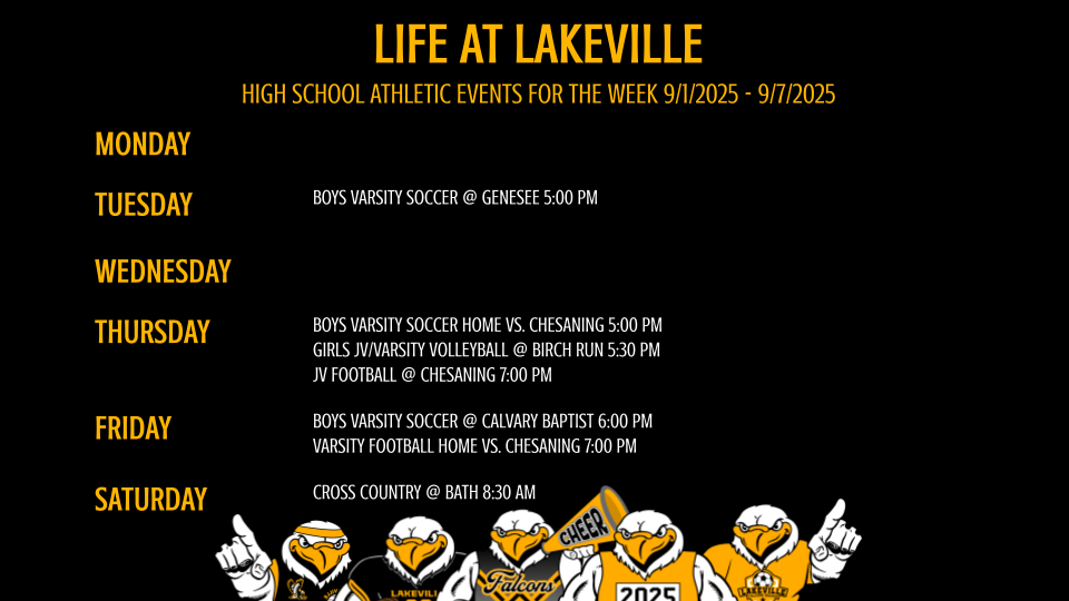 High School Events and Athletic Events of the Week