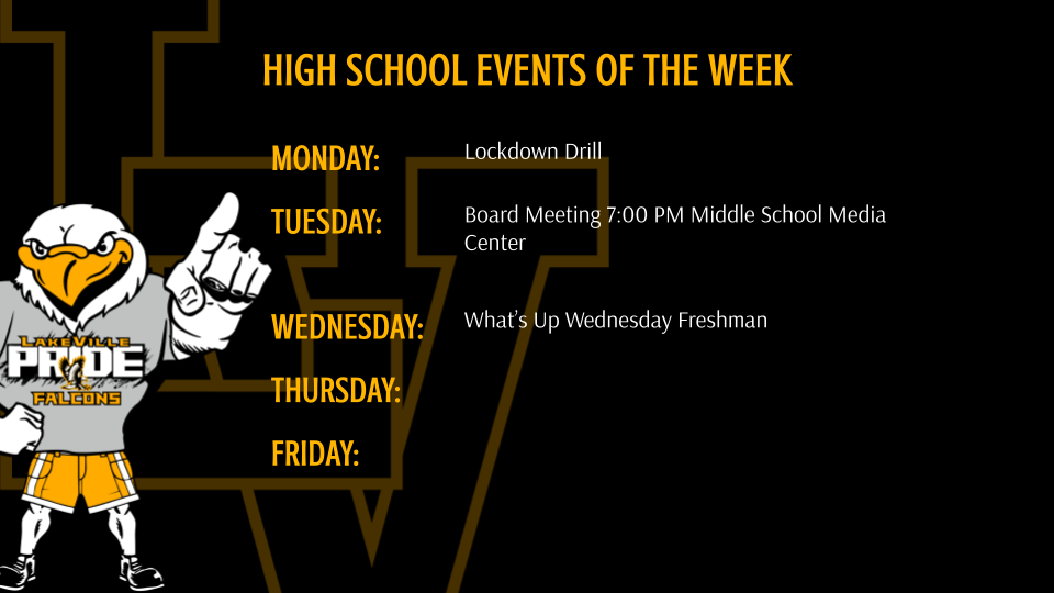 High School Events and Athletic Events of the Week