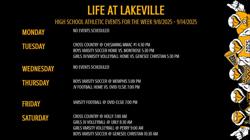 High School Events and Athletic Events of the Week