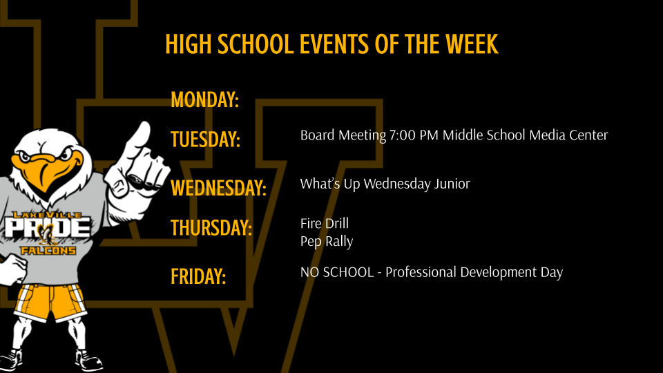 High School Events and Athletics for the week