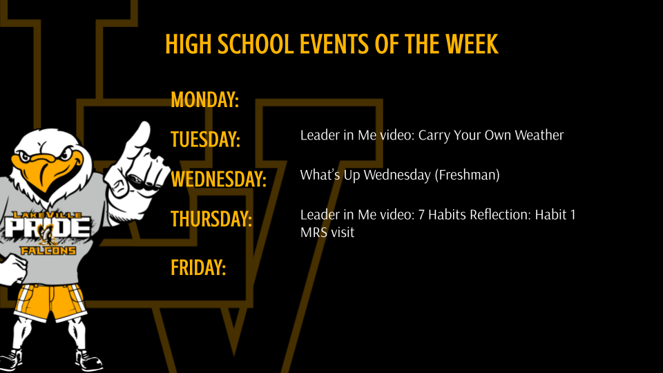 High School Events and Athletics for the Week