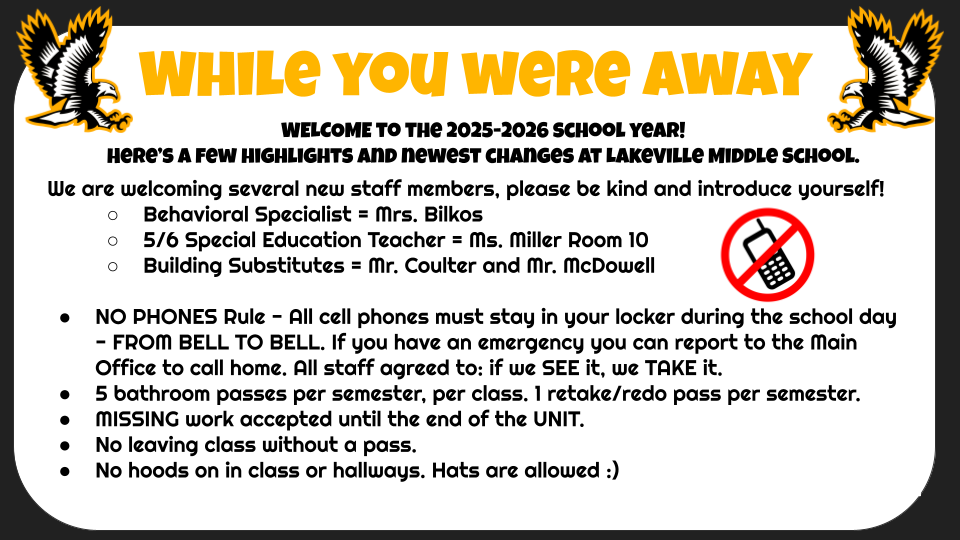 Important Information from Mrs. Ziobro