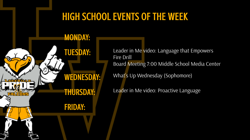 High School Athletics and Events of the Week: