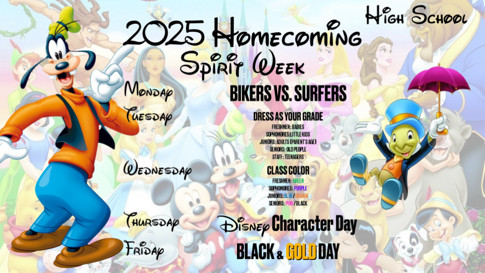 High School Athletics, Events, and Spirit Days of the Week