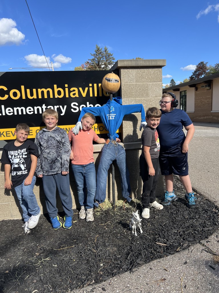 The 4th graders at Columbiaville Elementary transformed the school entrance into a scarecrow runway, each one a masterpiece of creativity strutting their straw-stuffed stuff!