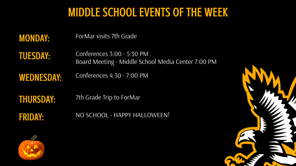 Middle School Events of the Week