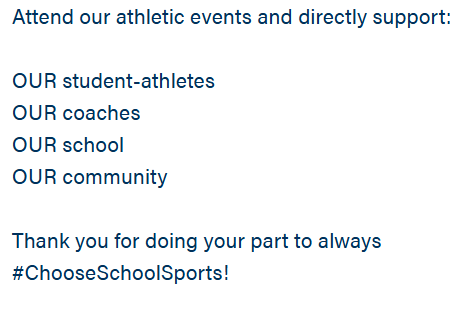 SUPPORT SCHOOL SPORTS!