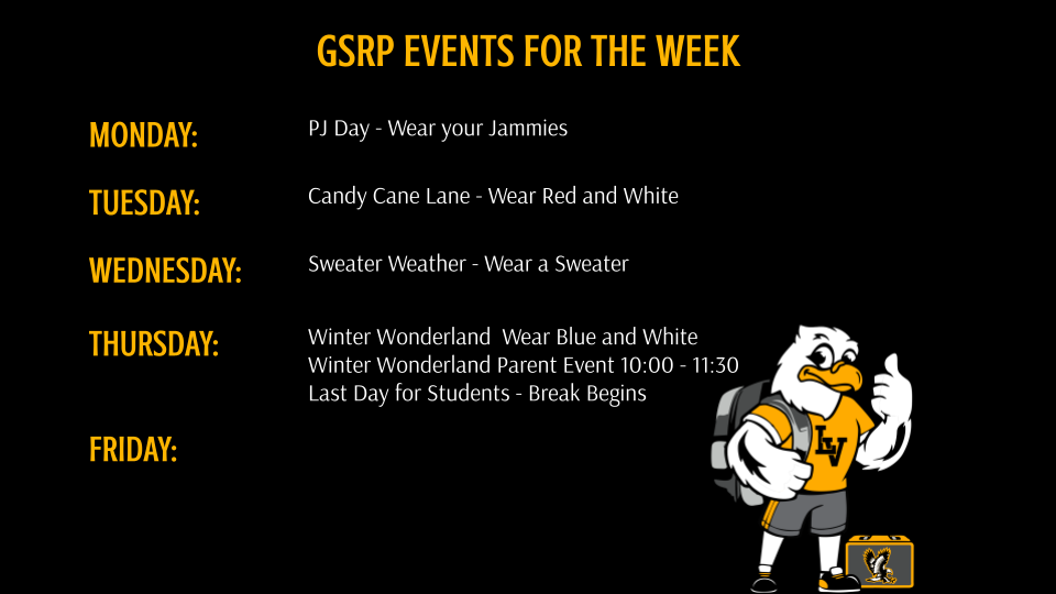 GSRP Events of the Week