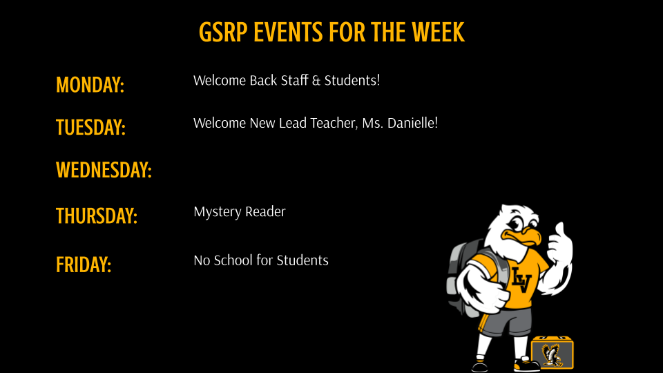 GSRP Events of the Week