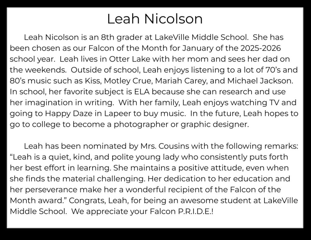 MS Falcon of the Month