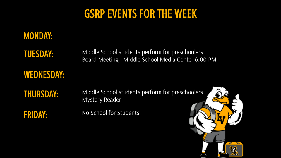 GSRP Events of the Week