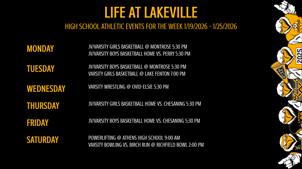 High School Athletics and Events of the Week High School Exam Schedule