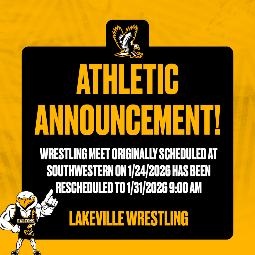 WRESTLING MEET ORIGINALLY SCHEDULED AT SOUTHWESTERN ON 1/24/2026 HAS BEEN RESCHEDULED TO 1/31/2026 9:00 AM