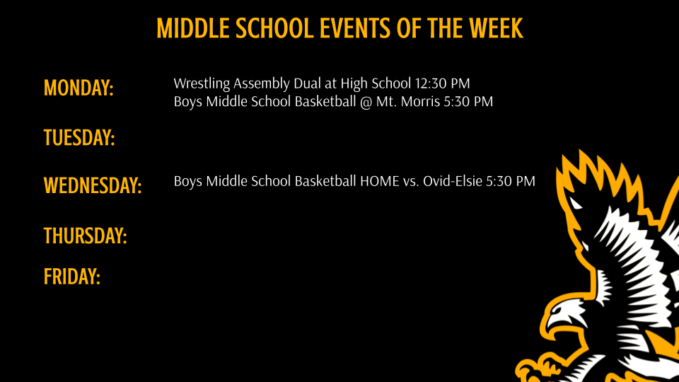 Middle School Athletics and Events of the Week