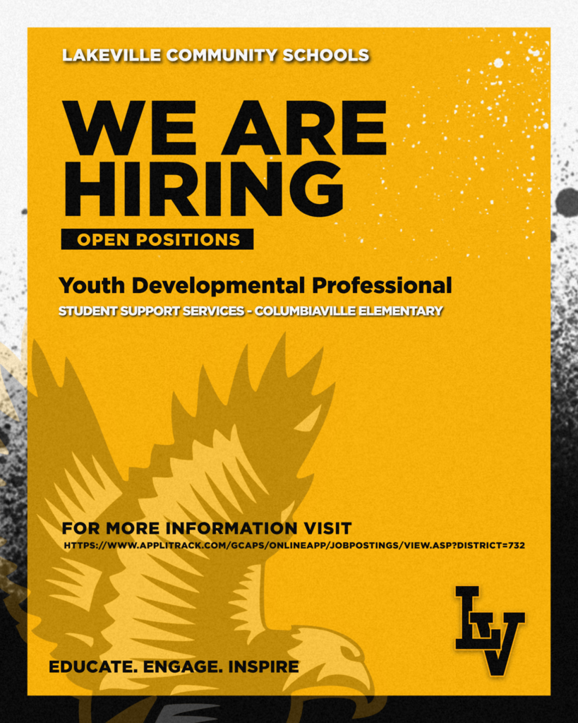 LakeVille Schools Hiring Youth Developmental Professional