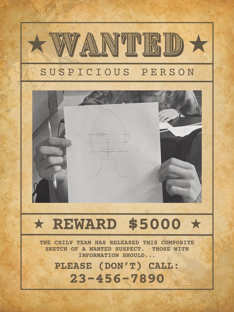 Wanted Poster of student composite sketch