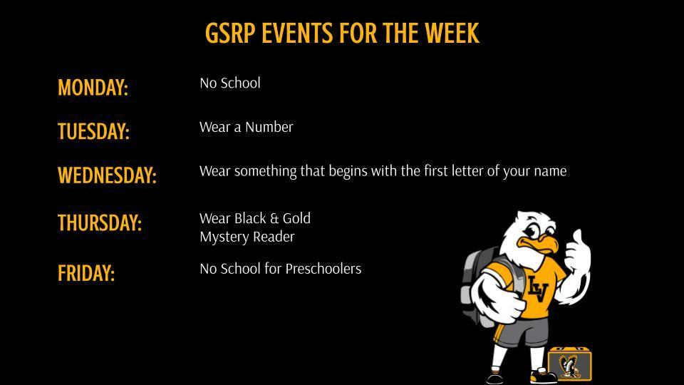 GSRP Events of the Week