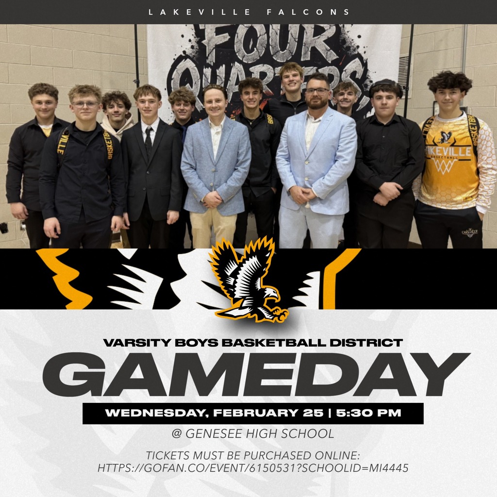Varsity Boys Basketball continues their pursuit TONIGHT, February 25, 2026, at 5:30 PM at Genesee High School. Tickets must be purchased online: https://gofan.co/event/6150531?schoolId=MI4445