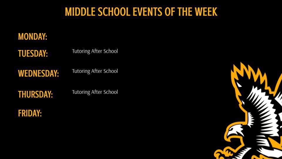 Middle School Athletics and Events of the Week