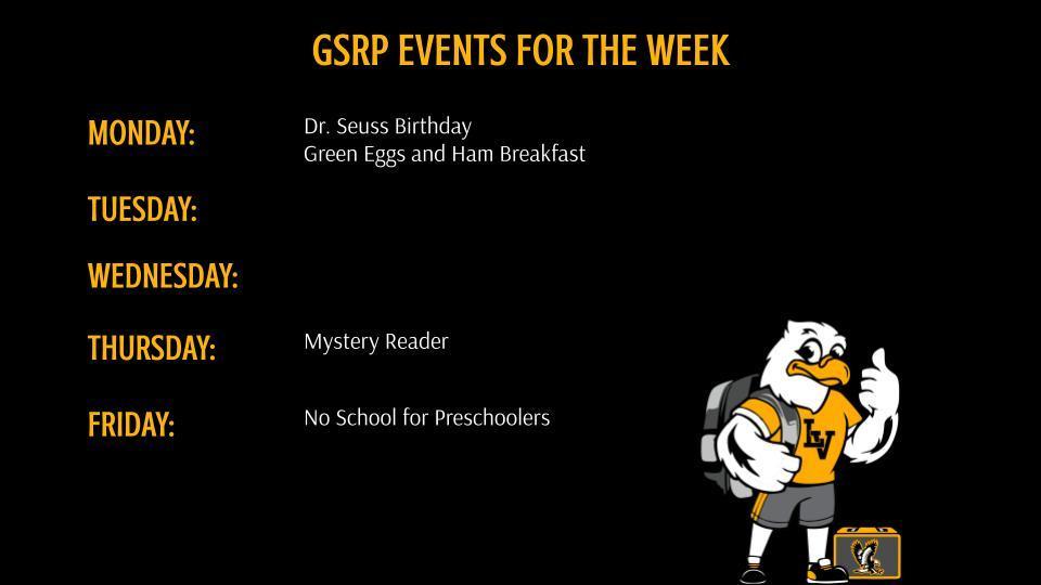 GSRP Events of the Week