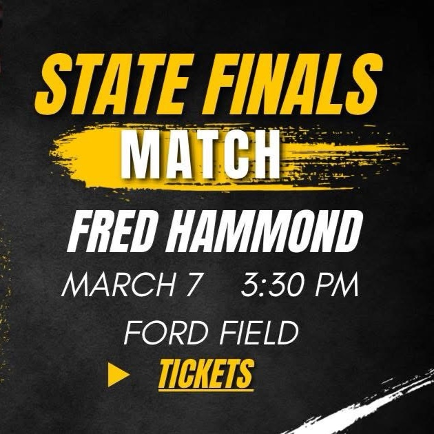 Fred Hammond wrestles for the state championship at 3:00 pm