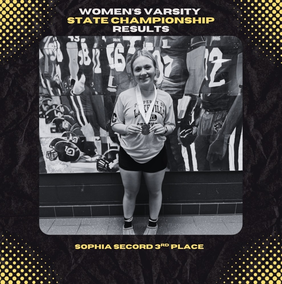 Congratulations Sophia Secord - 3rd Place Varsity Girls Powerlifting State Final Finish