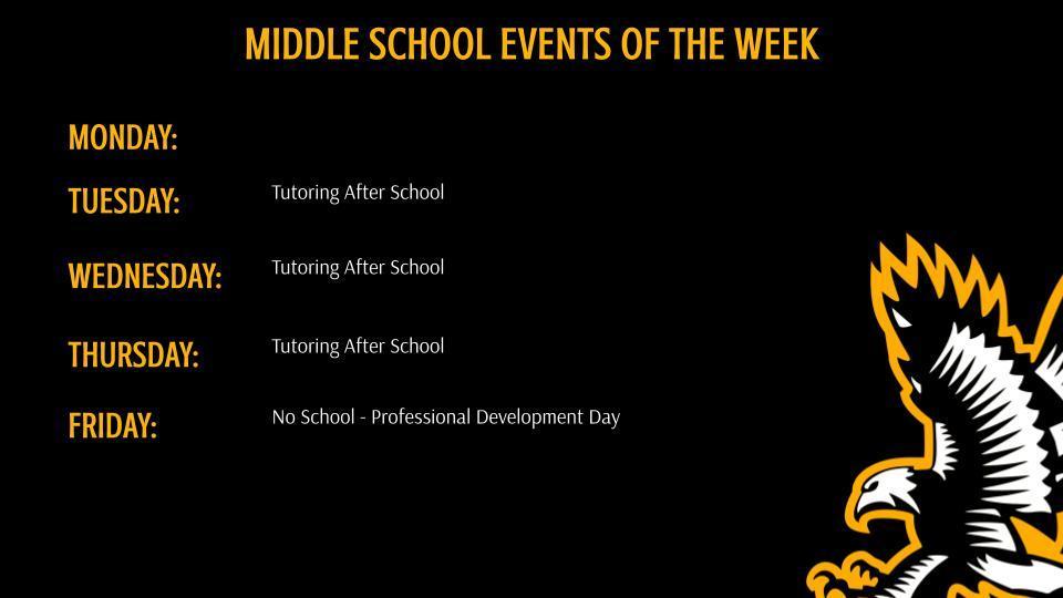Middle School Athletics & Events of the Week