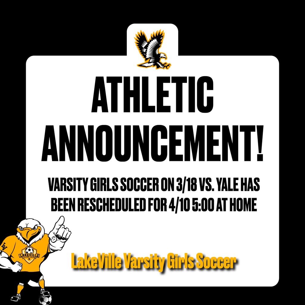 Attention Varsity Girls Soccer! Wednesday's game vs. Yale has been rescheduled to April 10th | 5:00 | HOME
