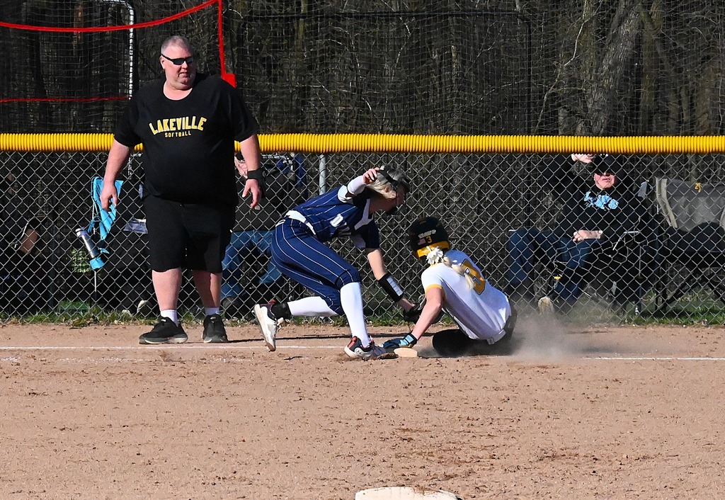 Photo: softball player sliding into third base - Sign Up to help in Middle School Baseball/Softball Concessions https://www.signupgenius.com/go/10C0E4BA5A72CA1FCC07-62797761-middle