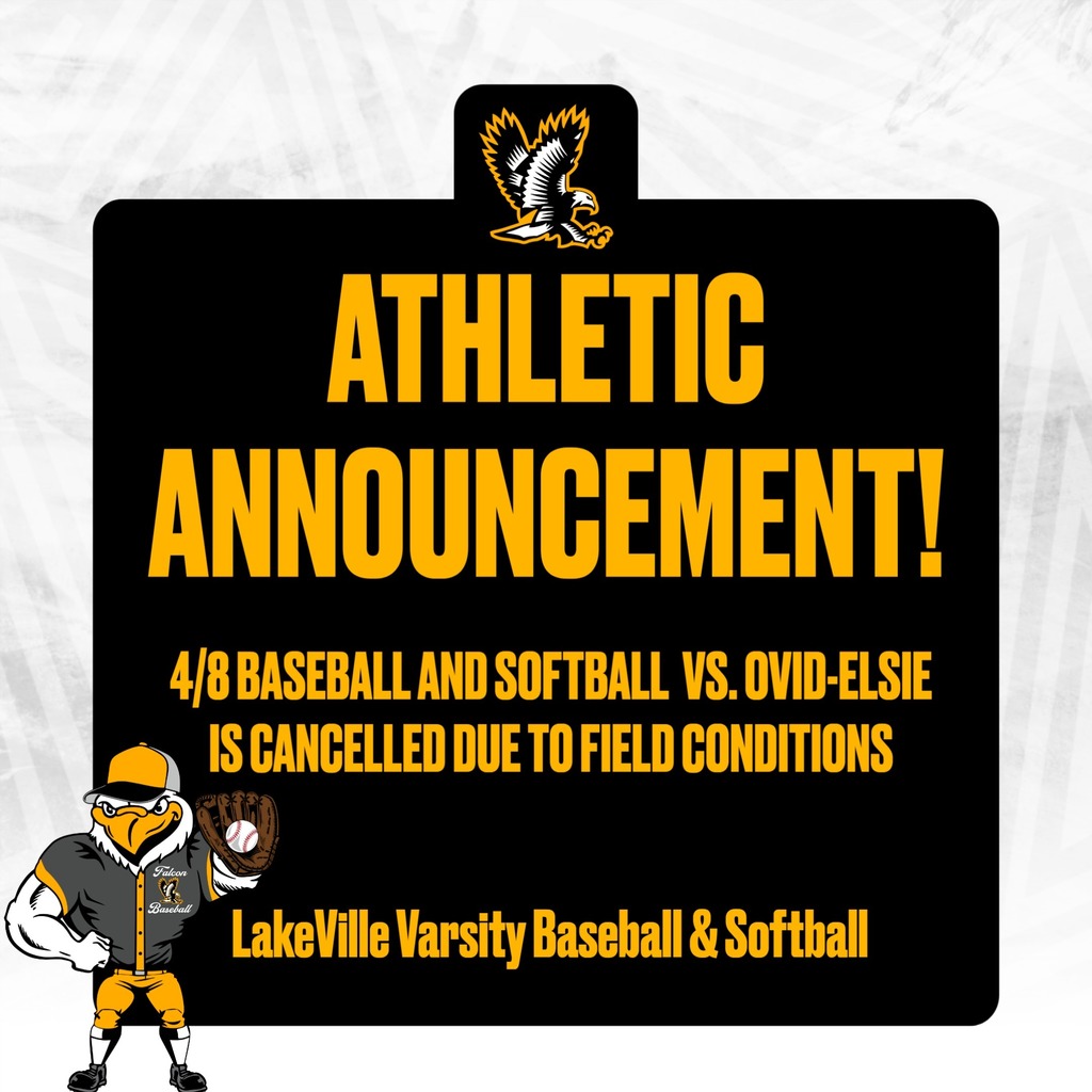 ATTENTION Varsity Baseball and Varsity Softball! 4/8 Games vs. Ovid-Elsie have been cancelled due to field conditions