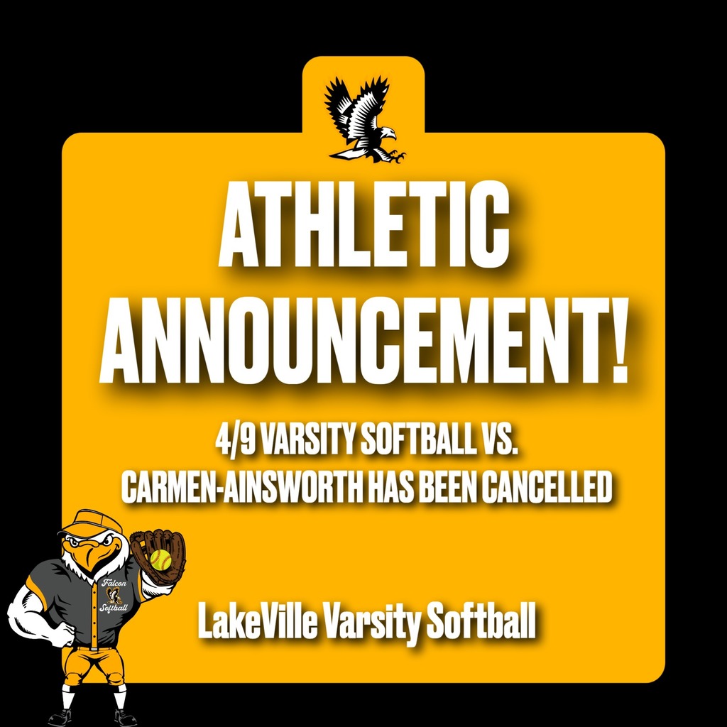 Attention Softball Players, Parents, and Spectators. Tonight's double header vs. Carmen-Ainsworth has been cancelled.