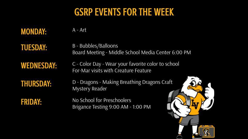 GSRP Events of the Week