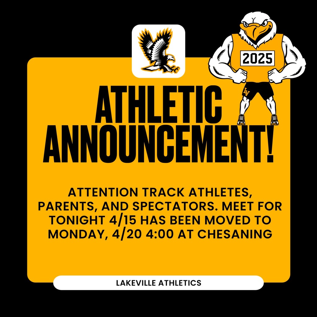 ATTENTION TRACK ATHLETES, PARENTS, AND SPECTATORS. MEET FOR TONIGHT 4/15 HAS BEEN MOVED TO MONDAY, 4/20 4:00 AT CHESANING