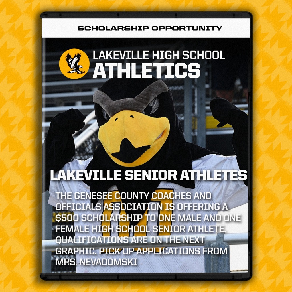 Attention SENIOR ATHLETES!  Scholarship opportunity from the Genesee County Coaches and Officials Association.  Refer to second graphic for requirements.  See Mrs. Nevadomski for application.