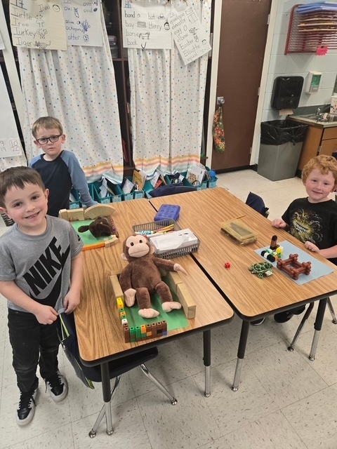 Students making habitats for their animals!