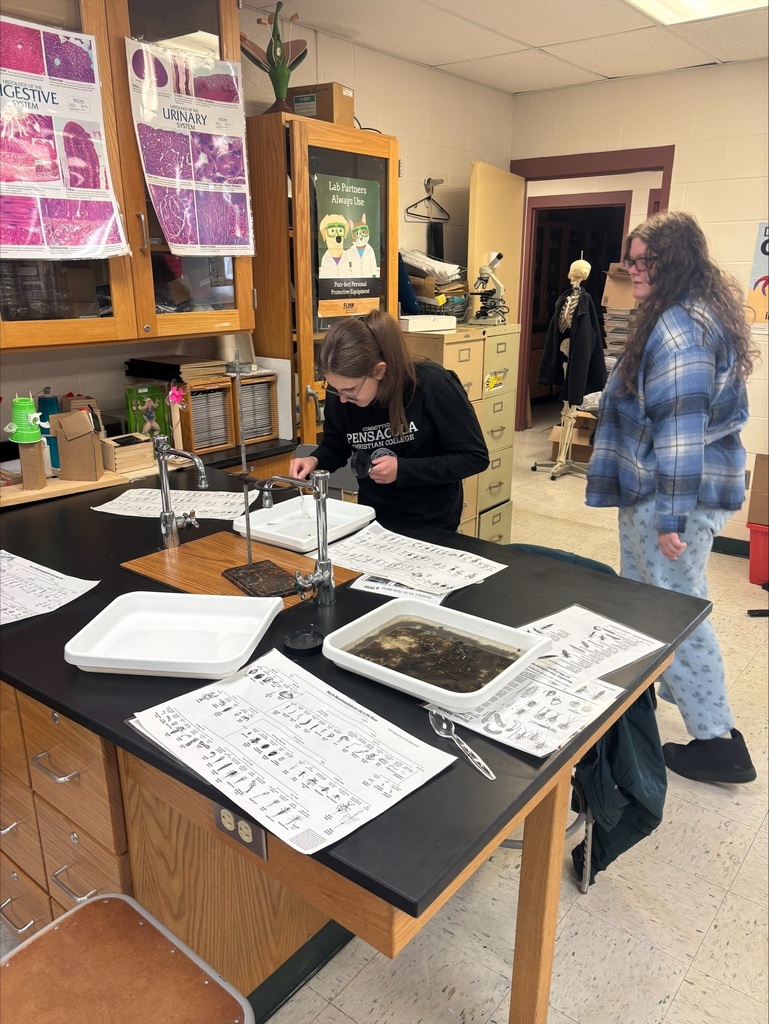 Jamie Welch and Sarah Keyser-Brown from the Flint River Watershed Coalition in conjunction with Genesee County Parks came to Mr. Whitney's Conservation and Ecology and Environmental Science classes. They taught the students how to find and identify benthic organisms (water bugs) and explained why their monitoring is essential in determining watershed health. 