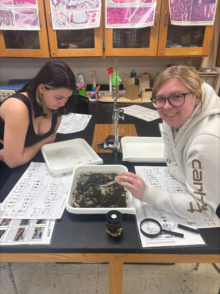 Jamie Welch and Sarah Keyser-Brown from the Flint River Watershed Coalition in conjunction with Genesee County Parks came to Mr. Whitney's Conservation and Ecology and Environmental Science classes. They taught the students how to find and identify benthic organisms (water bugs) and explained why their monitoring is essential in determining watershed health. 